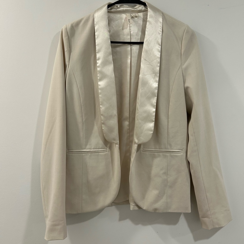 Frenchi Satin Lined Blazer, Cream, Womens Medium